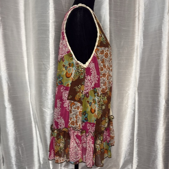 Eyeshadow Sheer Crochet Floral Paisley Open Front Blouse Vest Women’s XL Boho - Picture 3 of 8